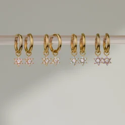 Pink Petal Hoop Set Small Roségold