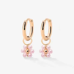 Pretty Pink Daisy Hoop Set Small Roségold