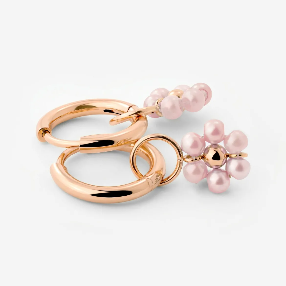 Pretty Pink Daisy Hoop Set Small Roségold