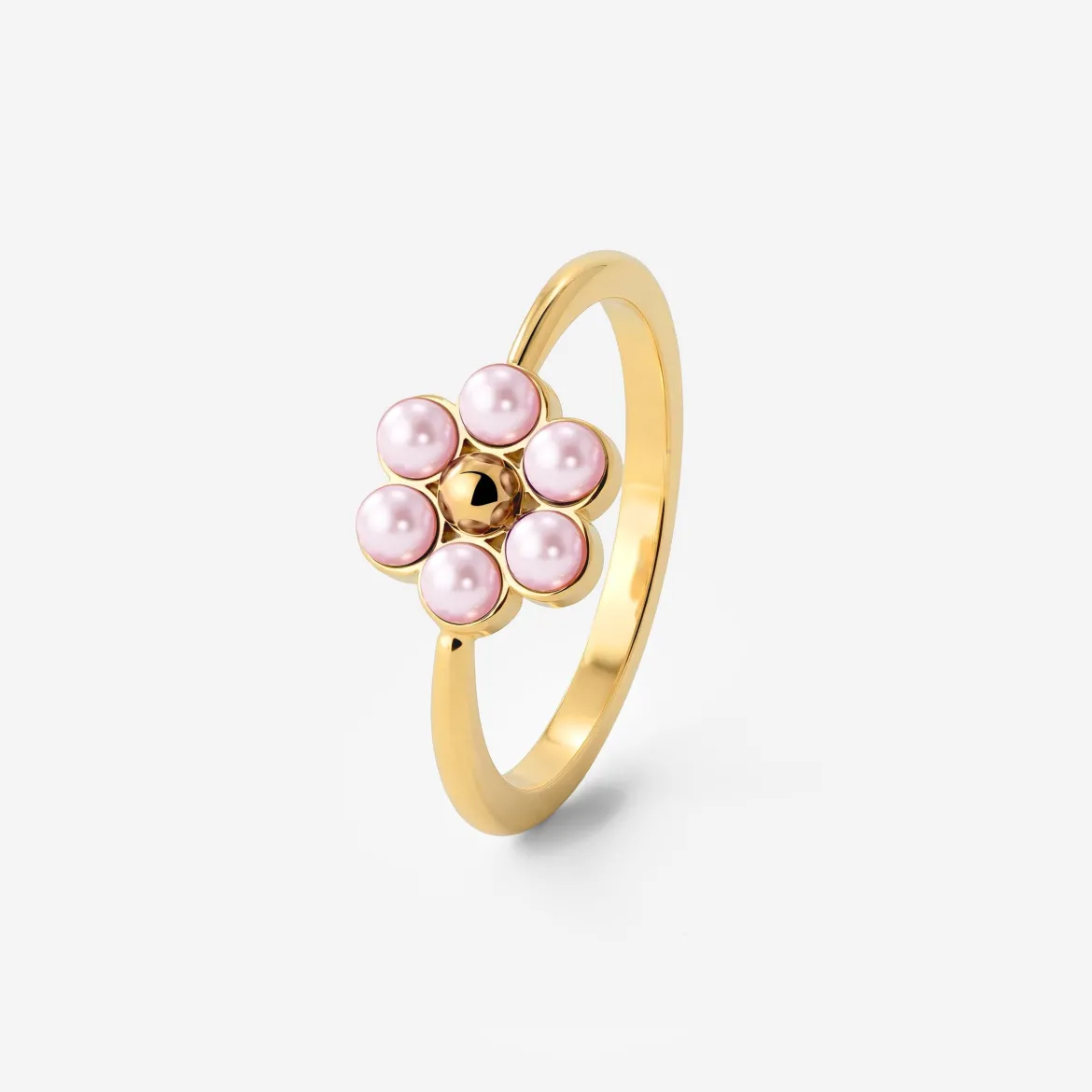 Pretty Pink Daisy Ring Gold