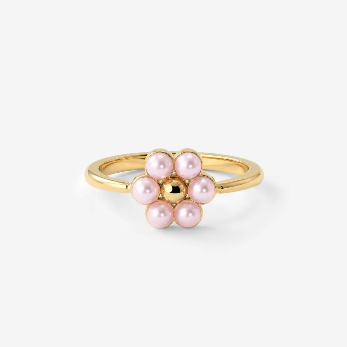Pretty Pink Daisy Ring Gold