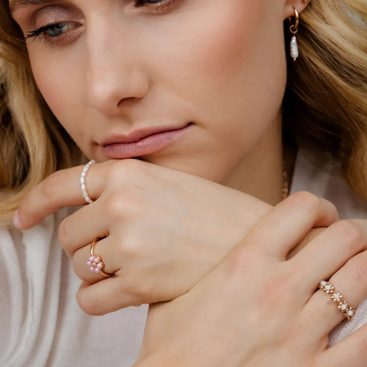 Pretty Pink Daisy Ring Roségold