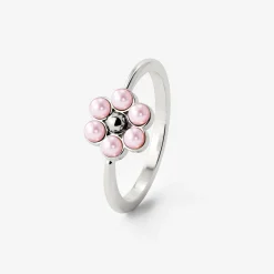 Pretty Pink Daisy Ring Silber