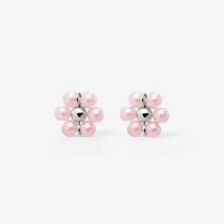 Pretty Pink Daisy Studs Silber