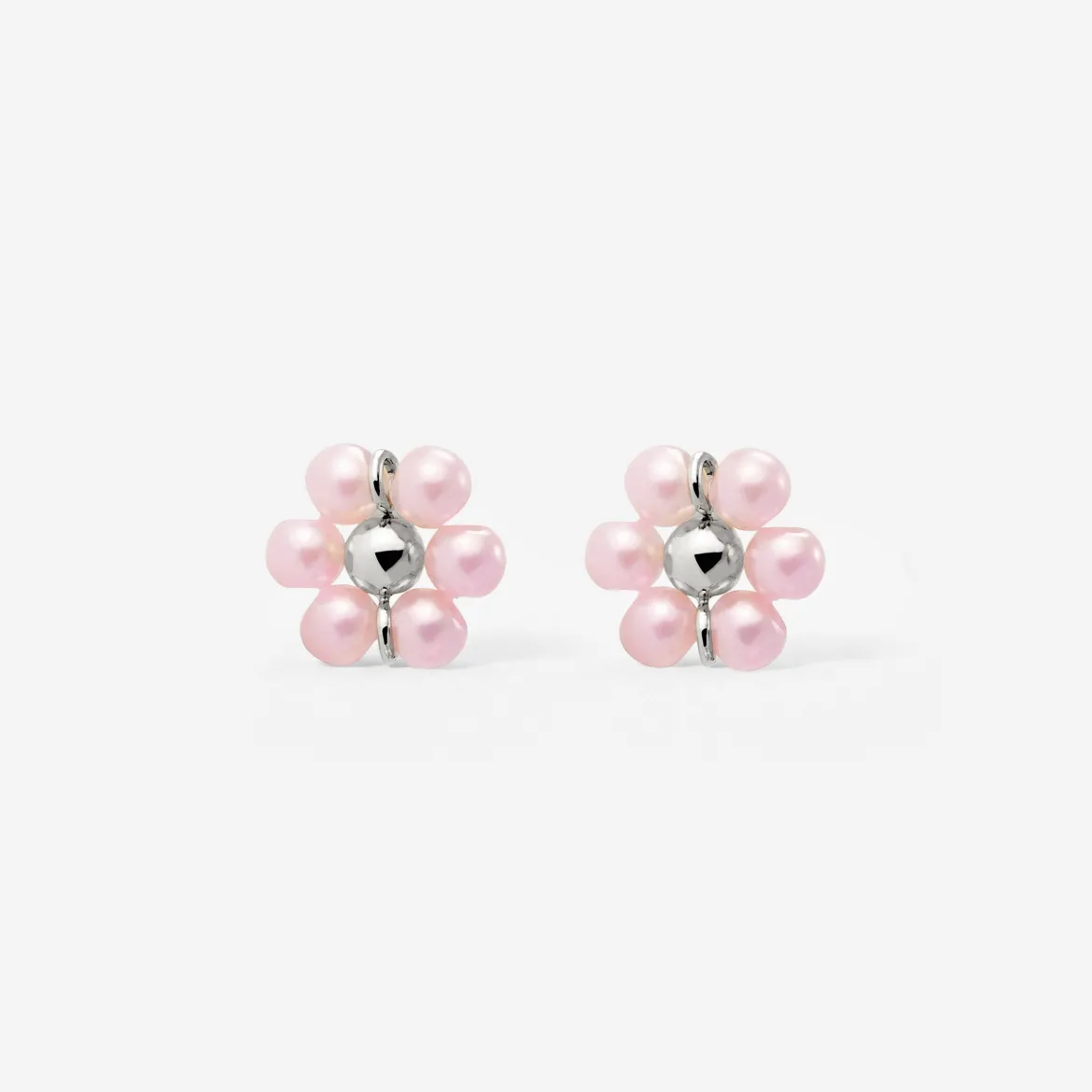 Pretty Pink Daisy Studs Silber