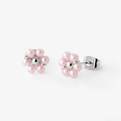 Pretty Pink Daisy Studs Silber