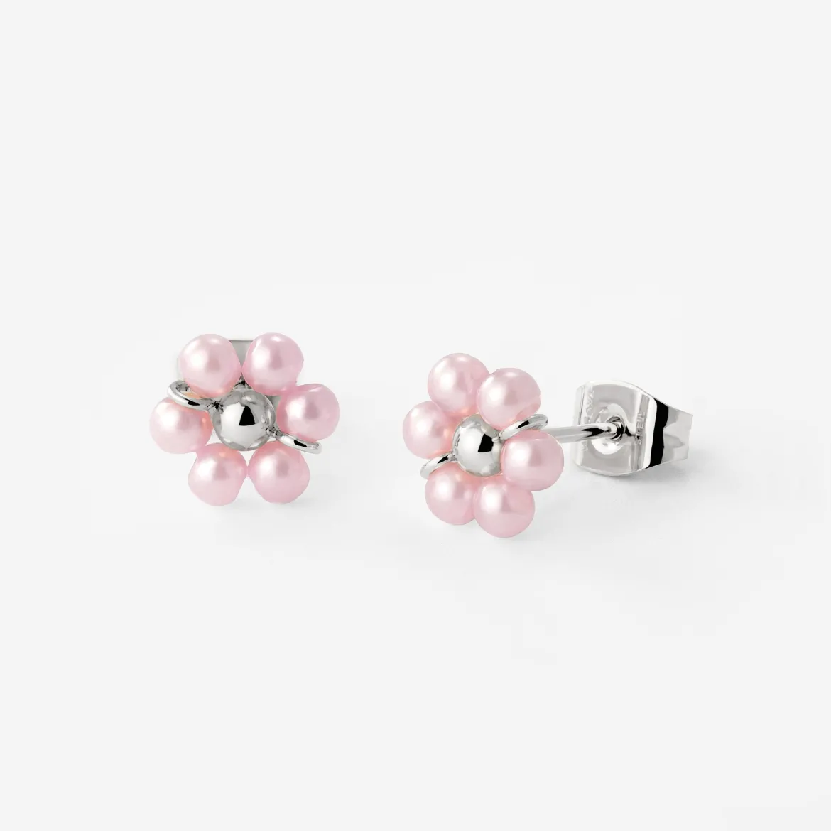 Pretty Pink Daisy Studs Silber