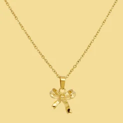 Pretty Ribbon Necklace Gold