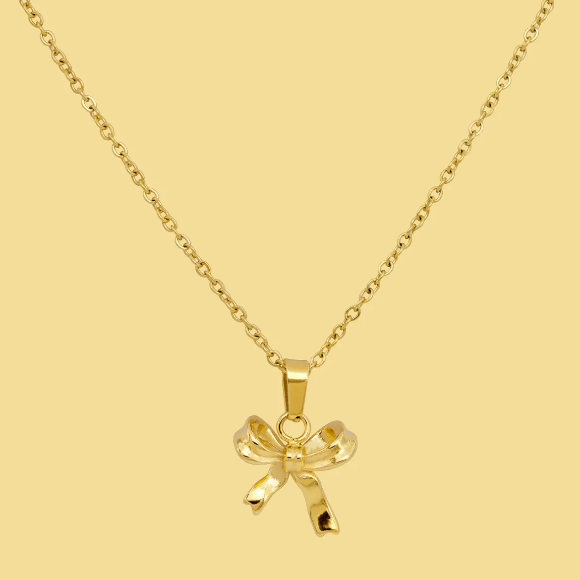 Pretty Ribbon Necklace Gold