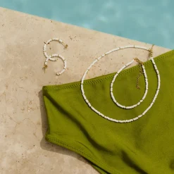 Puka Shell Hoop Studs Gold