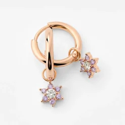 Purple Petal Hoop Set Small Roségold