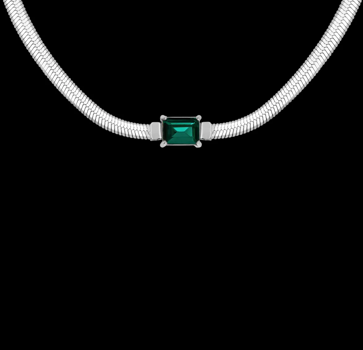 Radiant Emerald Necklace Silber