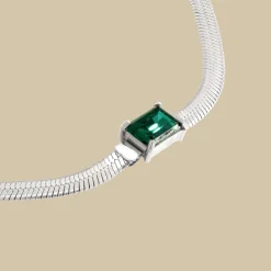 Radiant Emerald Necklace Silber
