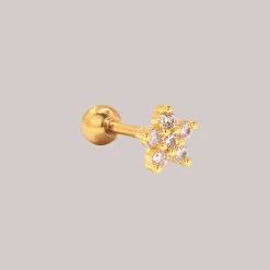 Radiant Flower Piercing Stud Gold
