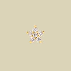 Radiant Flower Piercing Stud Gold