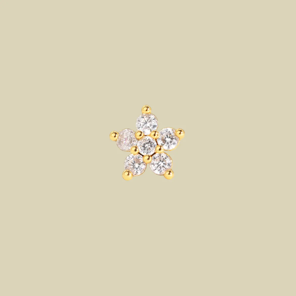 Radiant Flower Piercing Stud Gold