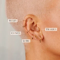 Radiant Flower Piercing Stud Gold