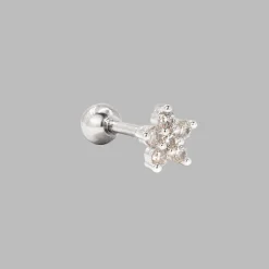 Radiant Flower Piercing Stud Silber