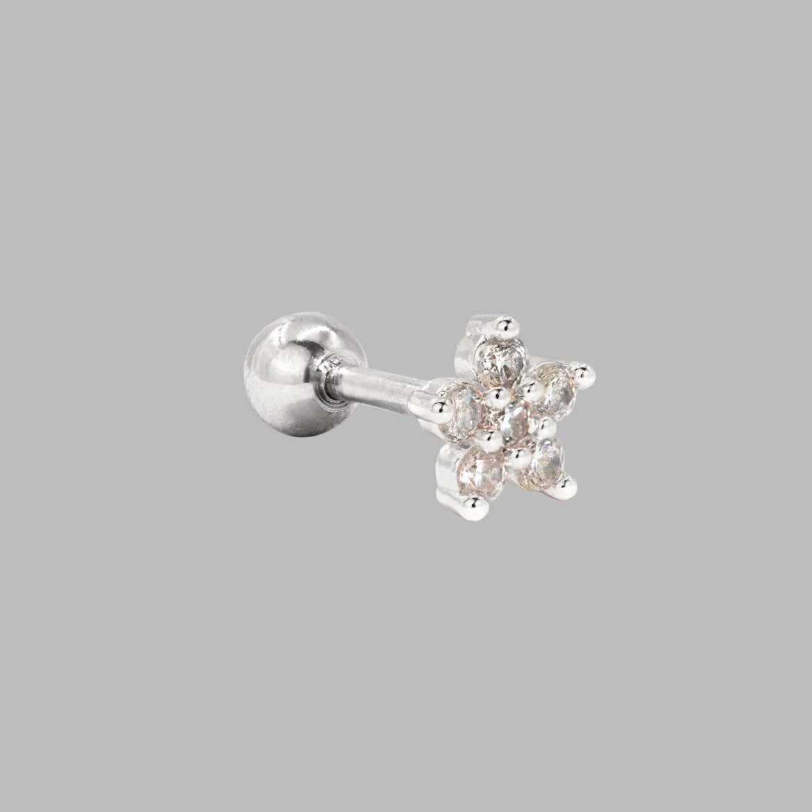 Radiant Flower Piercing Stud Silber