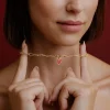 Red Heart Oval Links Necklace Set Gold
