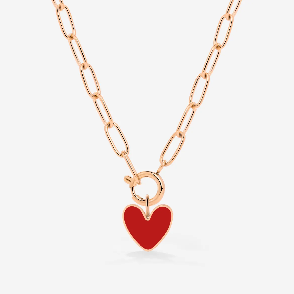 Red Heart Oval Links Necklace Set Roségold