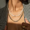 Retro Love Pearl Necklace Silber