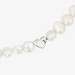 Retro Love Pearl Necklace Silber