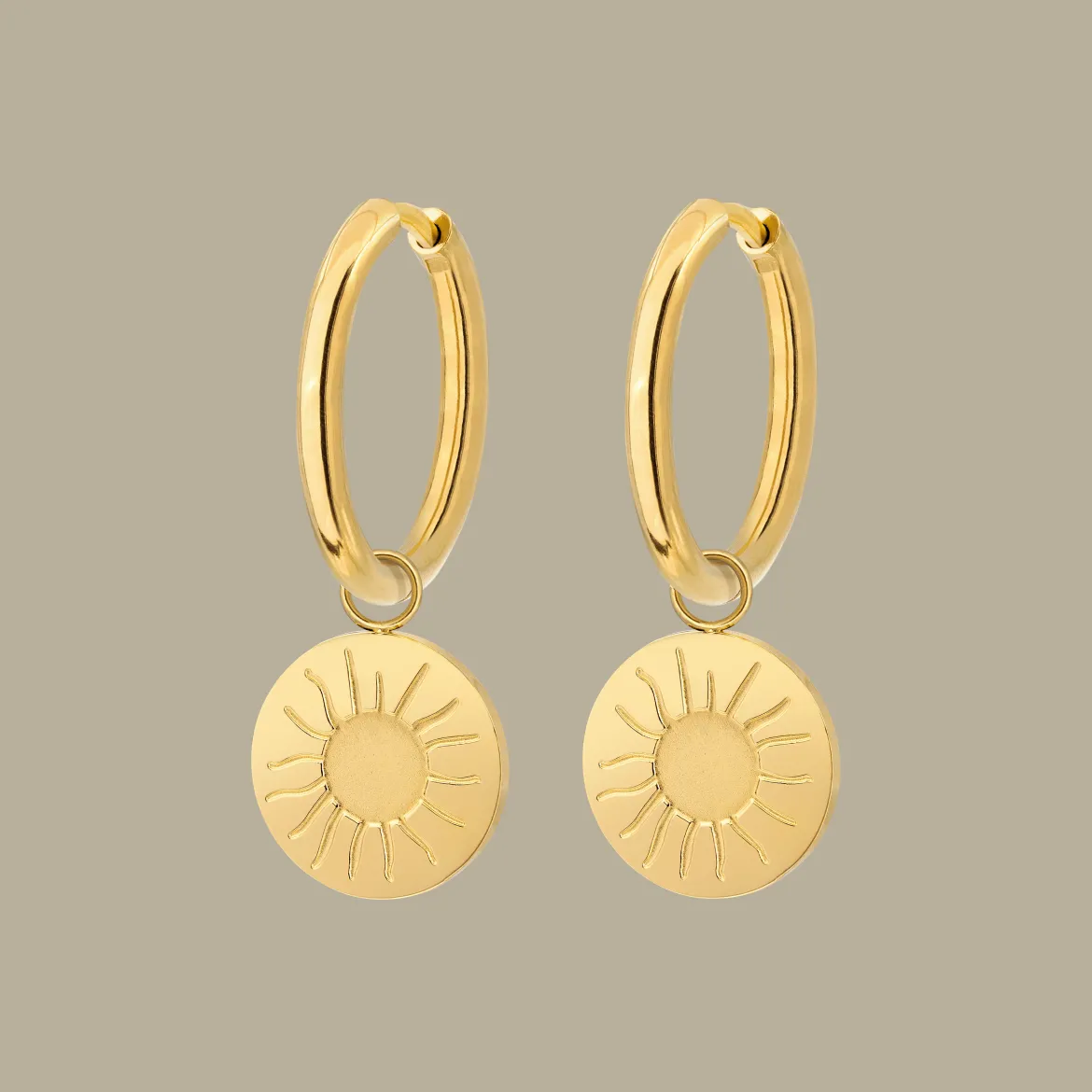 Rising Sun Hoop Set Medium Gold