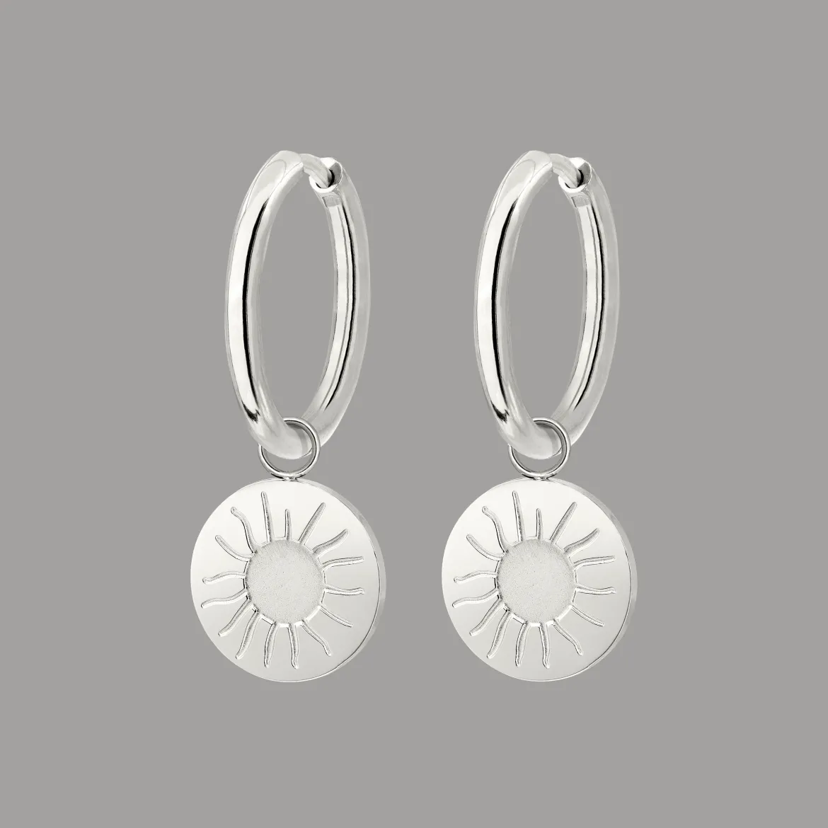 Rising Sun Hoop Set Medium Silber
