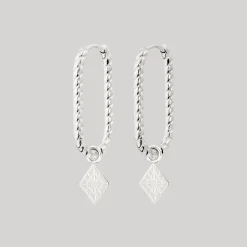 Rombo Oval Twisted Hoops Small Silber