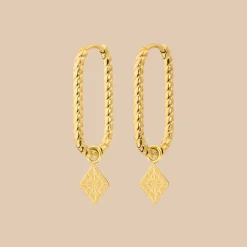 Rombo Oval Twisted Hoops Small Gold