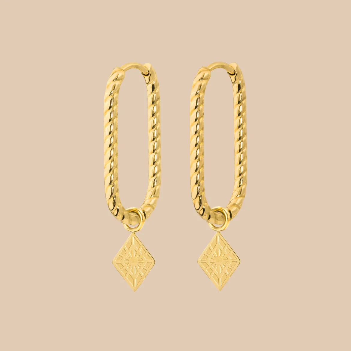 Rombo Oval Twisted Hoops Small Gold