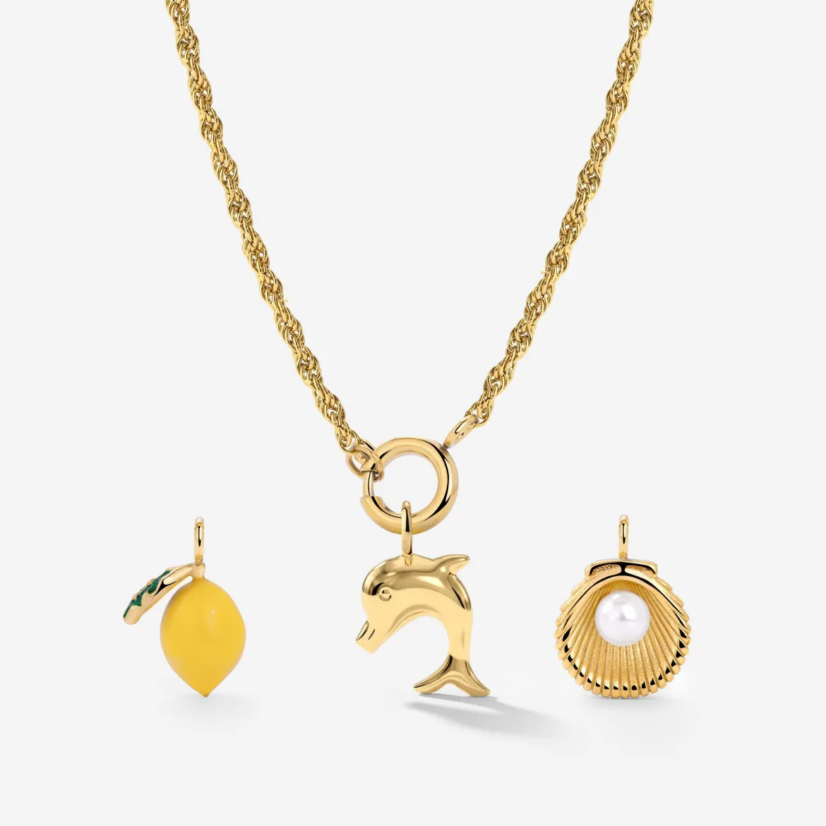 Rope Chain Charm Necklace Set