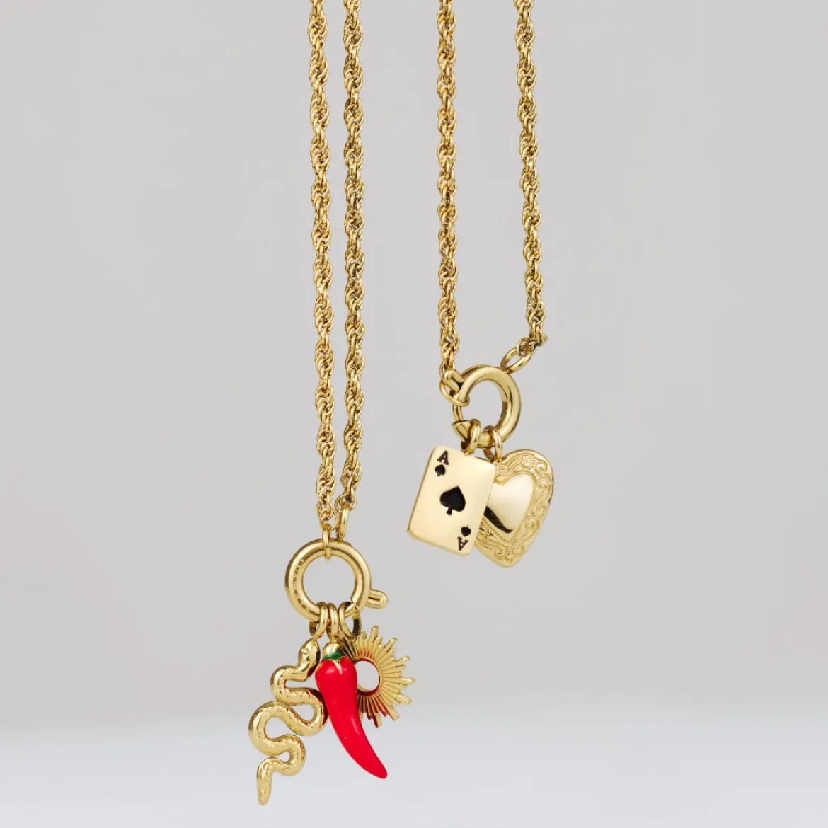 Rope Chain Charm Necklace Set