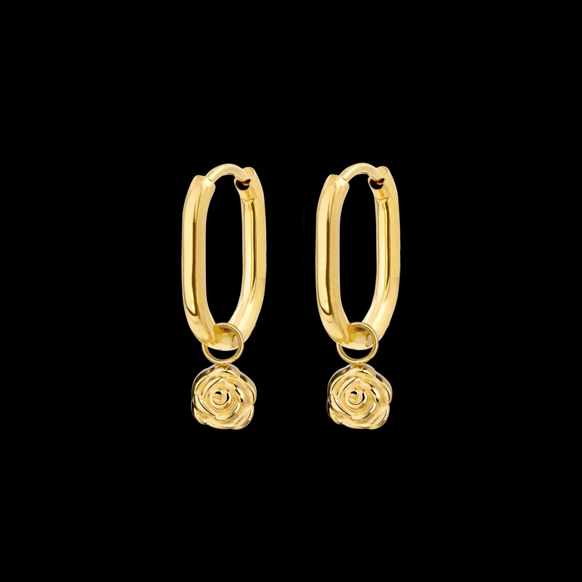 Rose Oval Hoop Set Baby Gold