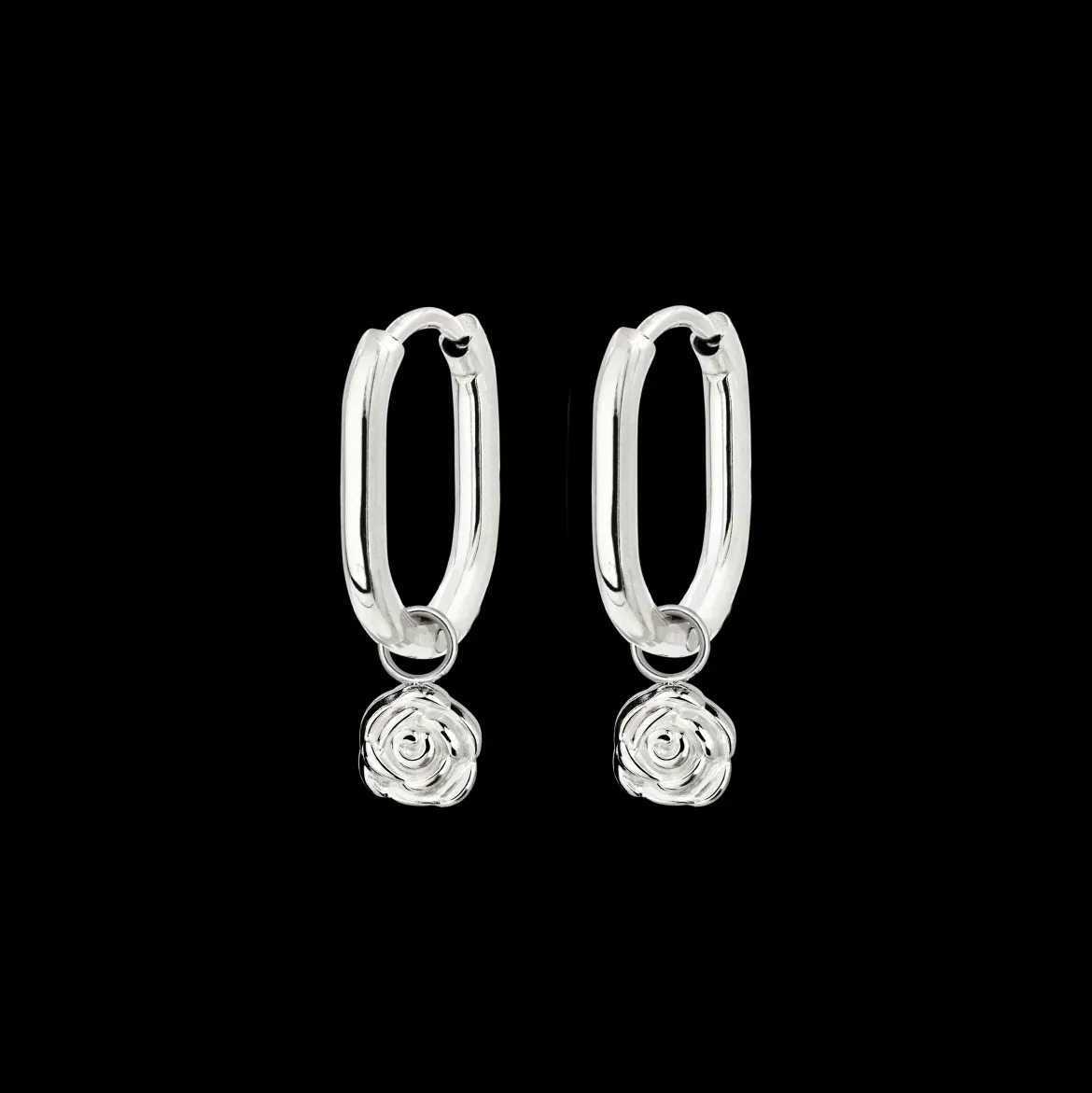 Rose Oval Hoop Set Baby Silber