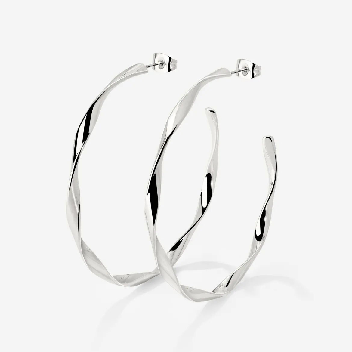 Sahira Hoop Studs Large Silber