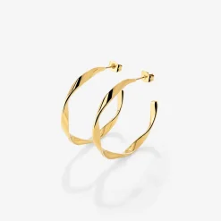 Sahira Hoop Studs Medium Gold