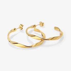 Sahira Hoop Studs Medium Gold