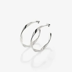 Sahira Hoop Studs Medium Silber