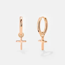 Saints Cross Hoop Set Small Roségold
