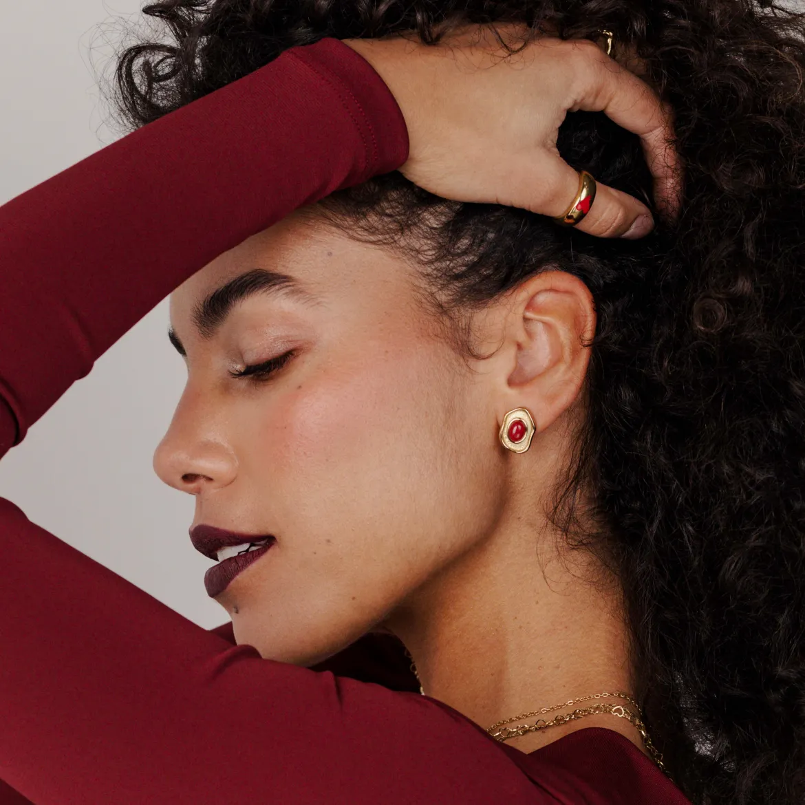 Scarlet Treasure Studs Gold