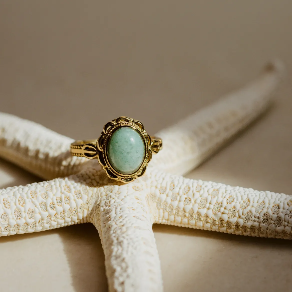 Sea Glass Ring Gold