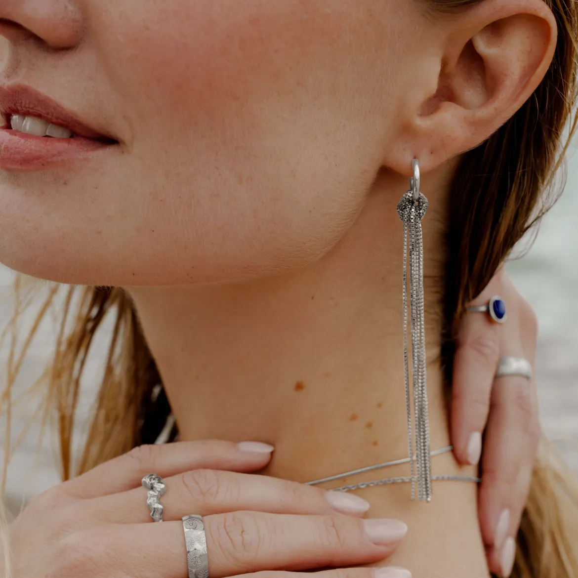 Sea Strands Hoop Set Small Silber