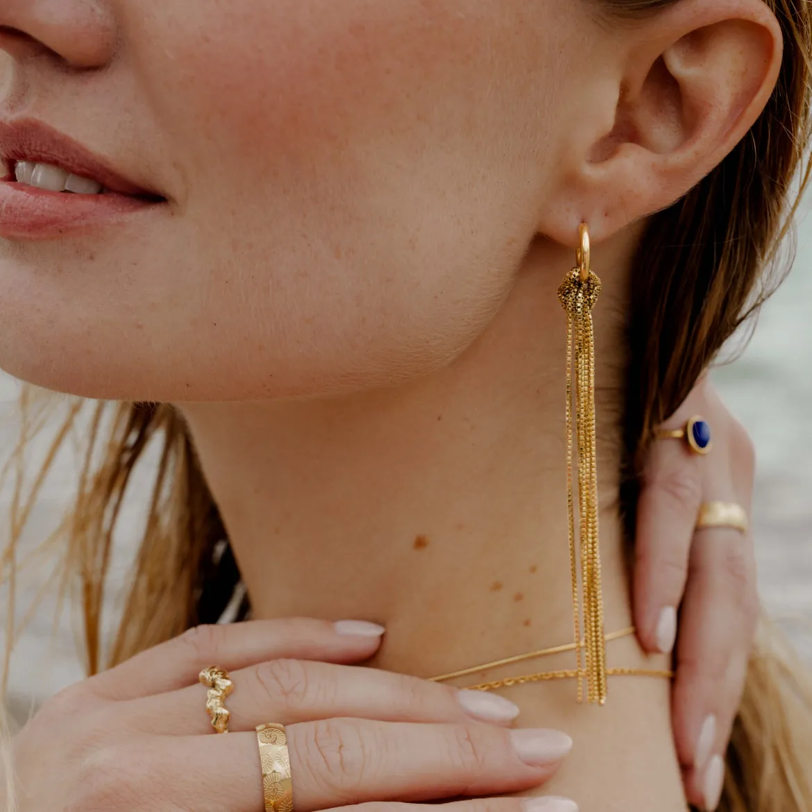 Sea Strands Hoop Set Small Gold