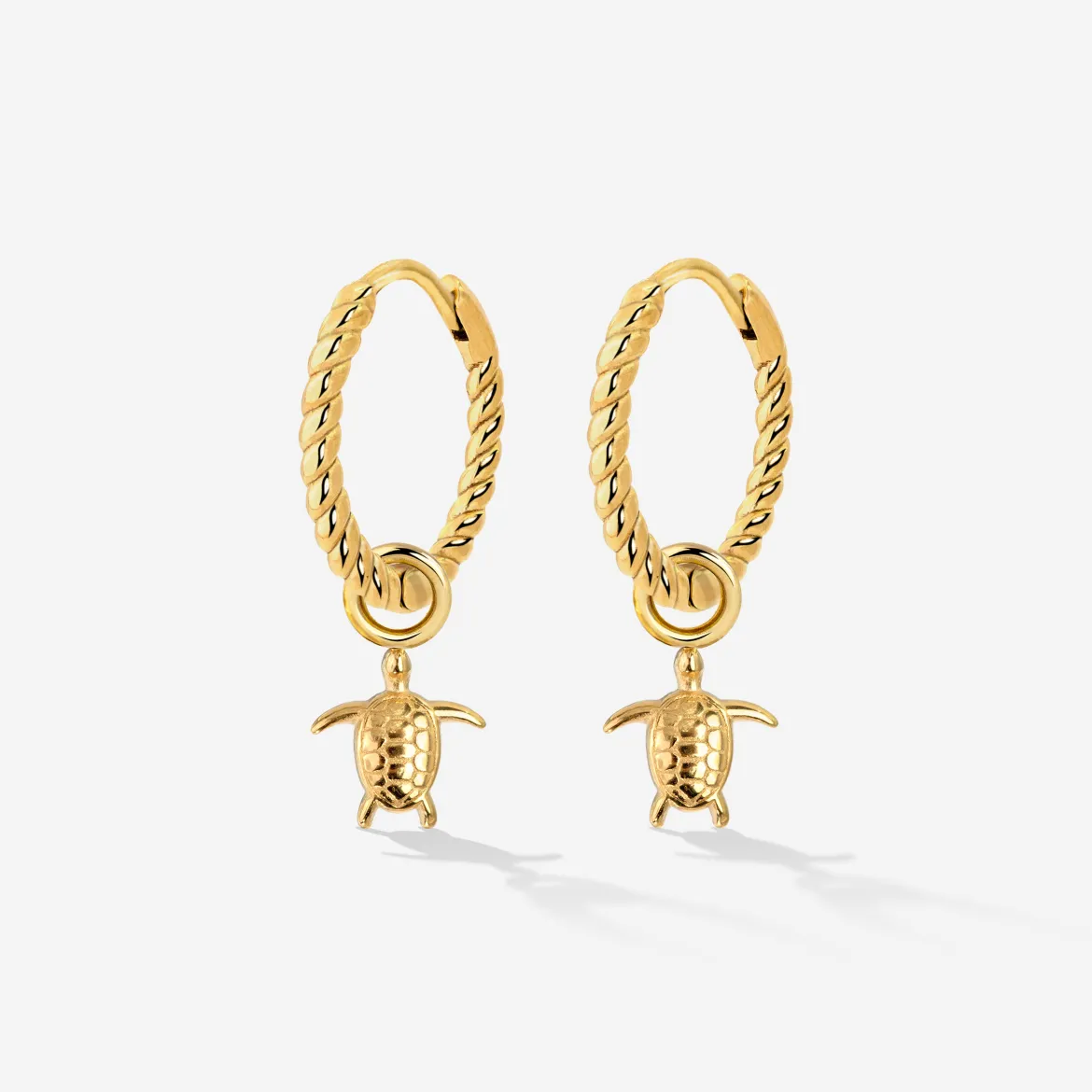 Sea Turtle Twisted Hoop Set Small Gold