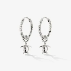 Sea Turtle Twisted Hoop Set Small Silber