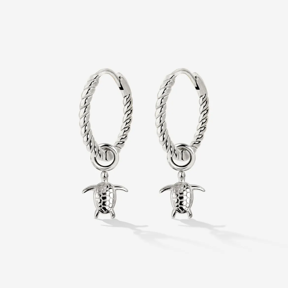 Sea Turtle Twisted Hoop Set Small Silber
