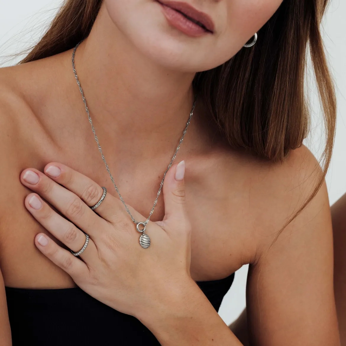Serenity Singapore Chain Necklace Set Silber