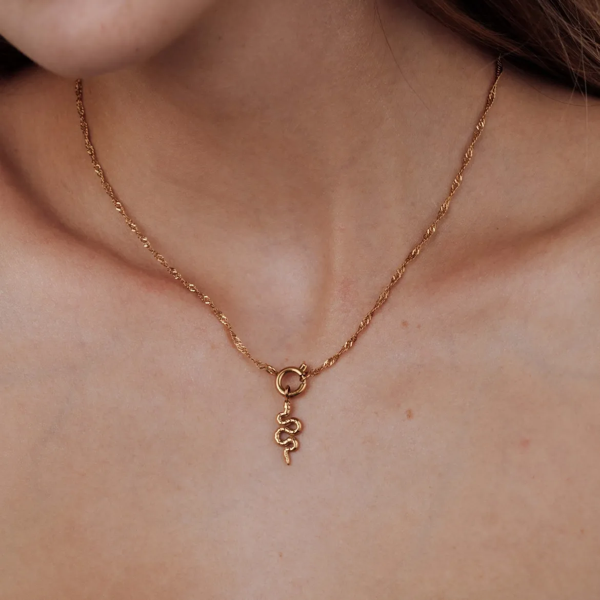 Serpent Singapore Chain Necklace Set Roségold